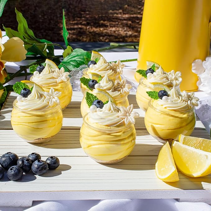 48 Pack 3 oz. Sphere Mini Dessert Cups Parfait Professional-Grade Recyclable Clear Disposable Plastic Fishbowl for Parfait Desserts, Appetizers, Events, and Parties CMJJ