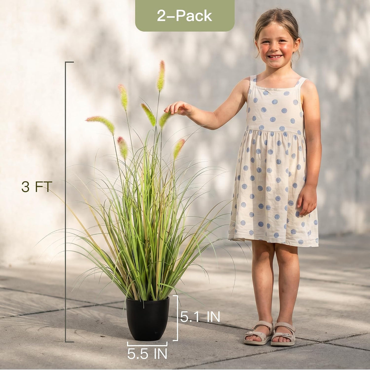 2 PCS 3FT Artificial Foxtail Grass Plants, Faux Grass Indoor Outdoor Décor