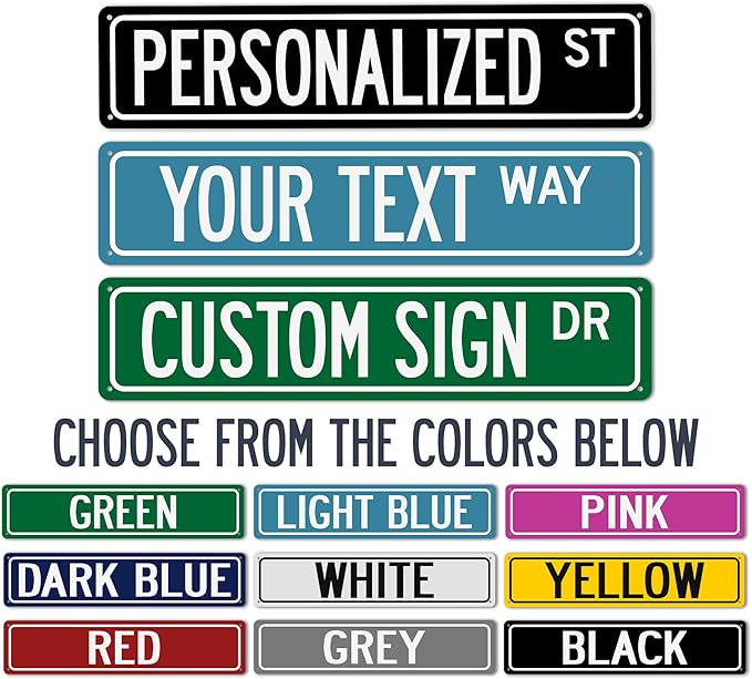 Personalized Street Signs Customized Street Sign - Made In USA - Signs For Bedroom Indoor/Outdoor Signs Decorative Gifts For Men Yard Signs 104180013001