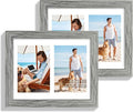 8.5x11 Picture Frame Set of 2, Gray Certificate Document Frames with Glass Collage Frame, Display Pictures Two 5x7 With Mat or 8.5 x 11 Without Mat - Horizontal or Vertical Wall Mounting