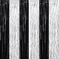 2 Pack Black and Silver Tinsel Foil Fringe Curtains, Black White Party Decorations, Metallic Tinsel Party Streamers Backdrop for New Years Birthday Christmas Graduation Decorations