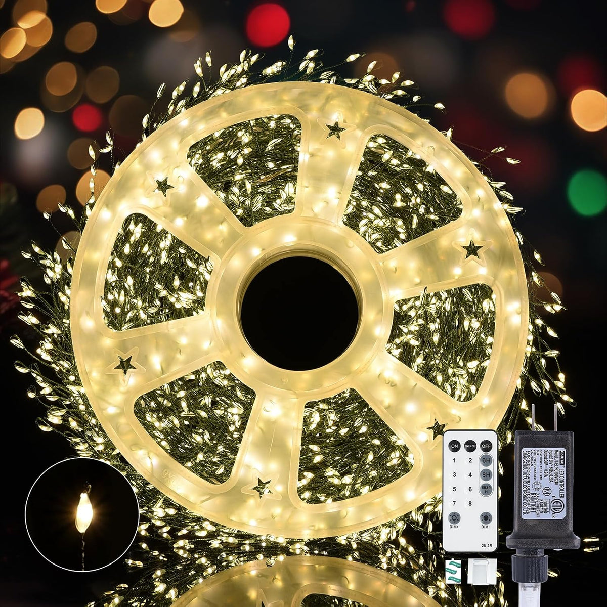 dailyart 2000led fairy lights 130ft christmas lights with, main product view
