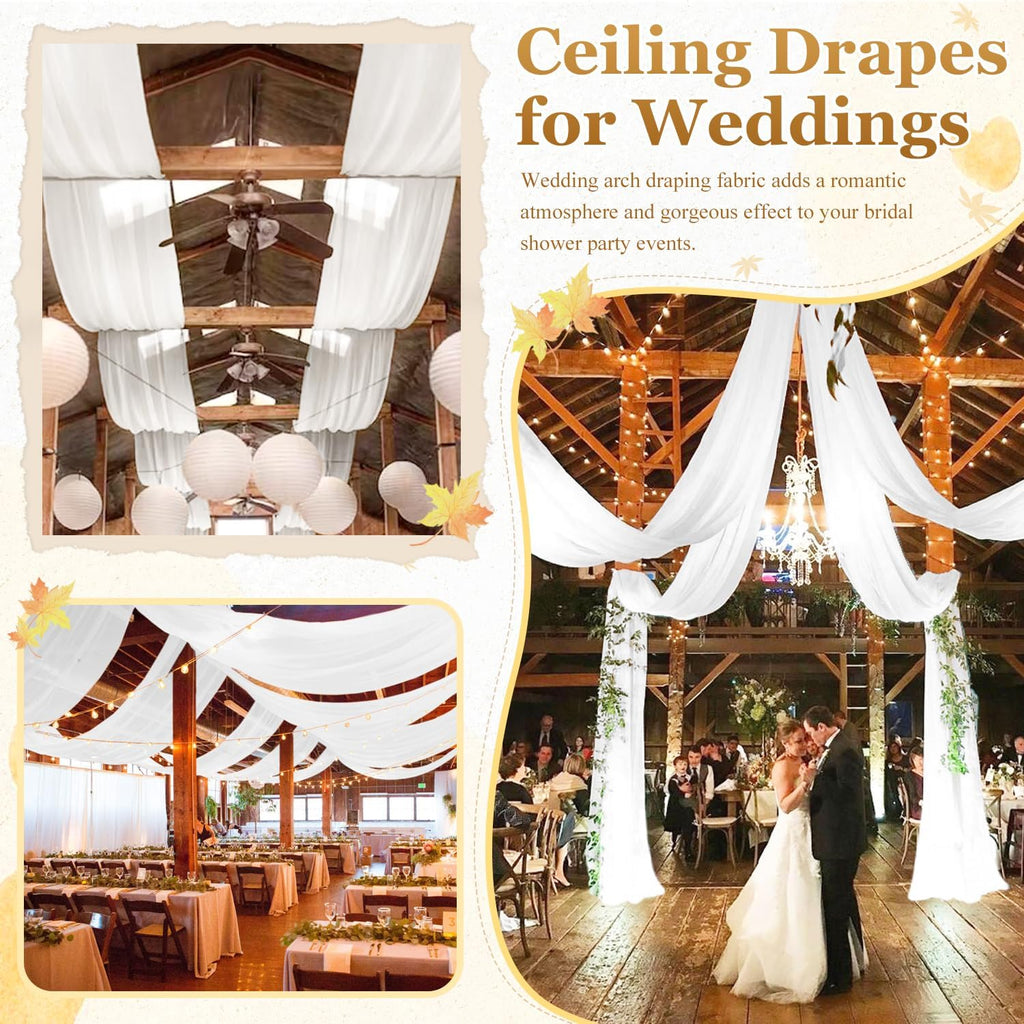 modfuns ceiling drapes for parties white sheer chiffon, package contents