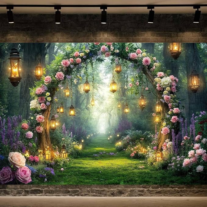 8x6ft Purple Flower Wedding Photography Backdrop Lavender Floral Wedding Bridal Photography Backdrop Anniversary Birthday Baby Shower Girl Party Banner Photo Booth Props Background Wall Decor