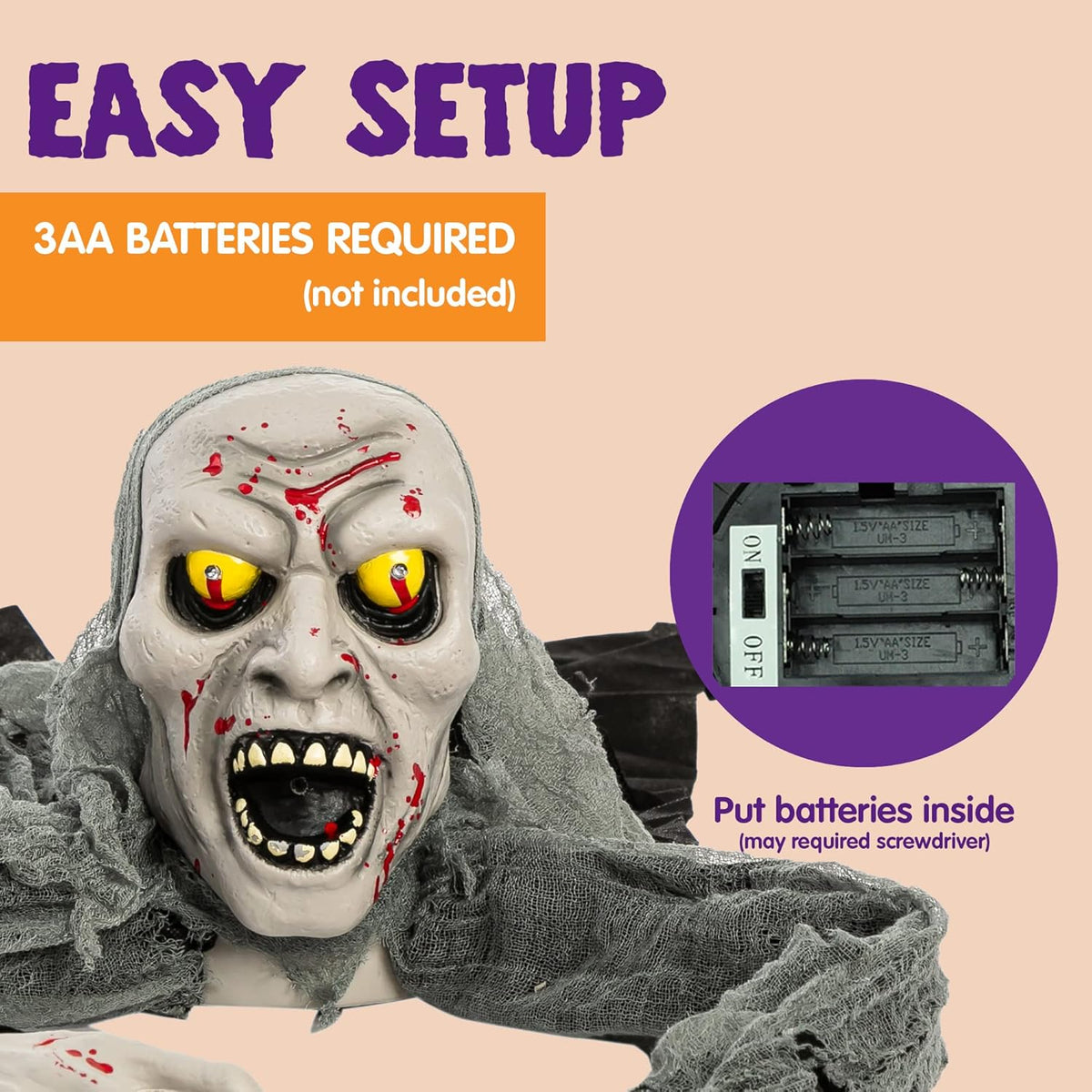 joyin halloween decorations outdoor light-up zombie groundbreaker with, package contents
