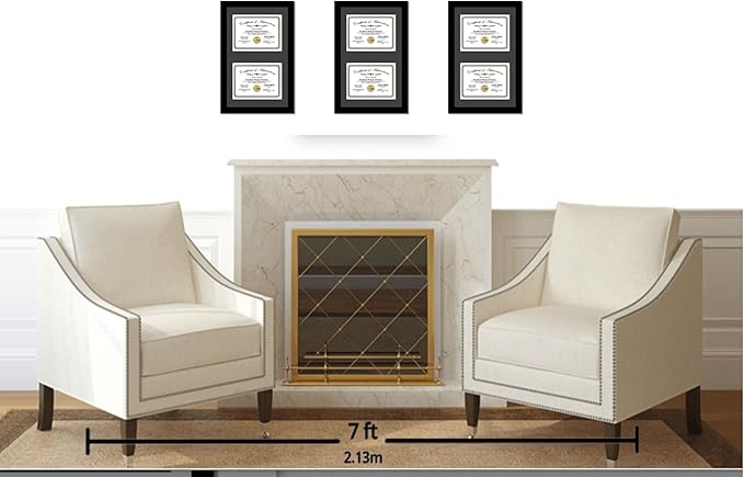 Creative Picture Frames 14X20Bk-B Black Vertical Double Diploma Frame With 2 Opening Black Mat, Holds 2-8.5X11-Inch Documents With Wall Hanger