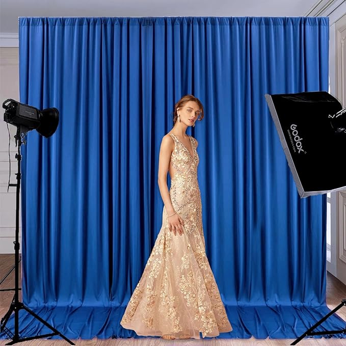 10 x 10 Feet Blue A Backdrop Curtain for Partie, Background Curtains for Photoshoot, Birthday, Wedding, Halloween, Thanksgiving, Christmas Day, New Year Party Decorations 5Ft x 10Ft, 2 Panels
