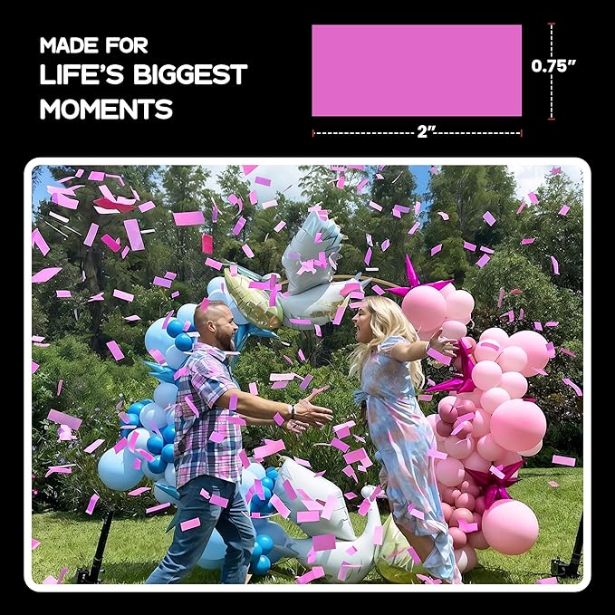 Ultimate Confetti, Pink Biodegradable Confetti - Rectangular Fluttering Tissue Paper Confetti for Cannon and Launcher use – Best for Gender Reveal, Wedding, Parties, and Live Events - 1 lb, 16 oz
