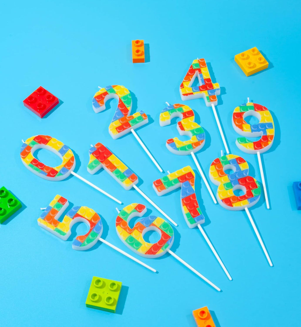 PHD CAKE Number 7 Building Block Birthday Cake Candle, Numeral Birthday Candles