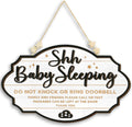 Woodamore Shhh Baby Sleeping Sign for Front Door - Please Do Not Knock Or Ring Doorbell Sign, Baby Sleeping Door Sign, No Knocking Door Sign, No Soliciting Do Not Knock Sign