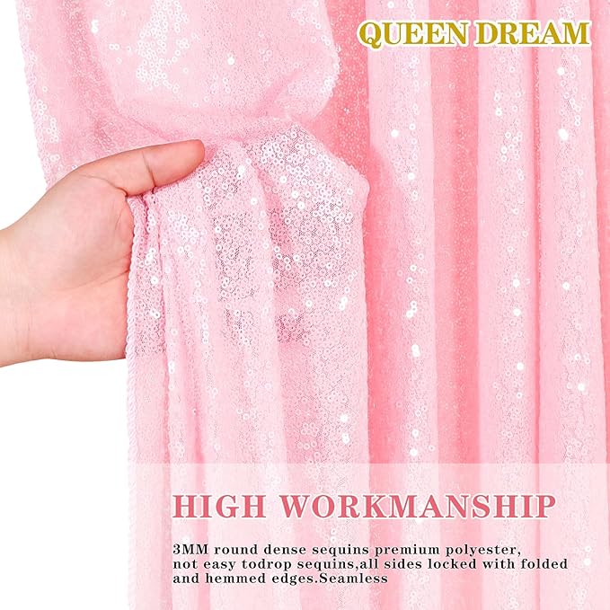 Backdrop Curtain Sequin Fabric 6 Pcs 2ftx8ft Pink Sequin Curtains Backdrop Drapes for Wedding Party Home Decorations