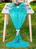 MDS Halloween Chiffon Table Runner - 20 Pack, 29 x 170 Inches, 14ft Each - Sheer Spooky Table Runners for Haunted House Parties, Trick-or-Treat Tables, Witchy Décor, Wedding & Events - Peacock Blue