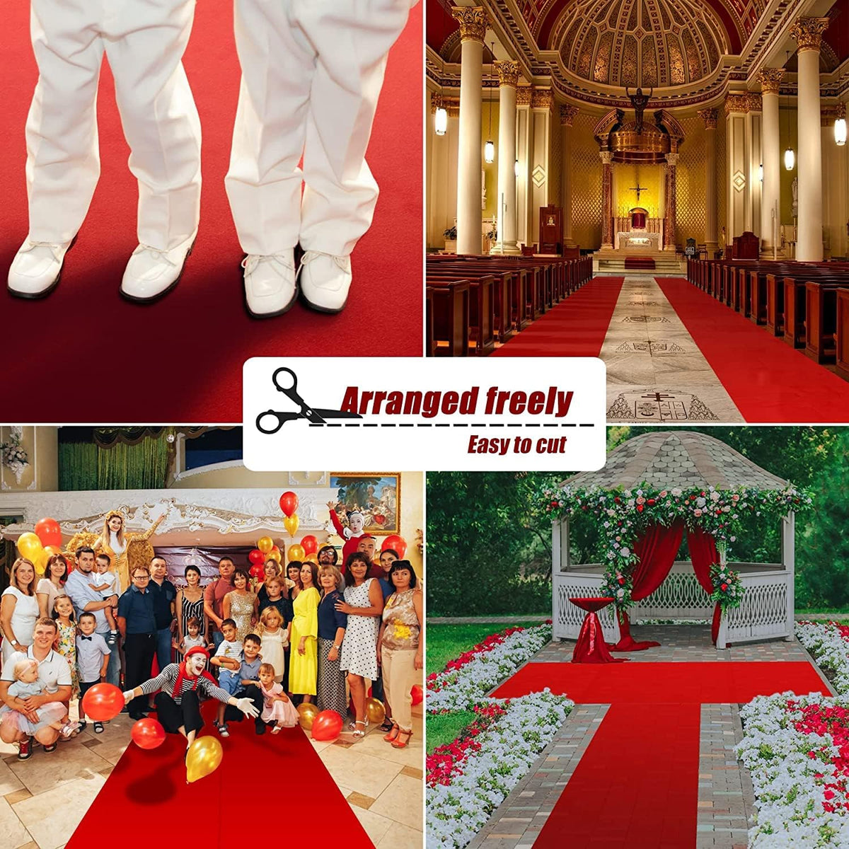 EZLucky Red Carpet Runner for Party, 4X15 ft, 130 GSM Felt Non-Woven with Dou...