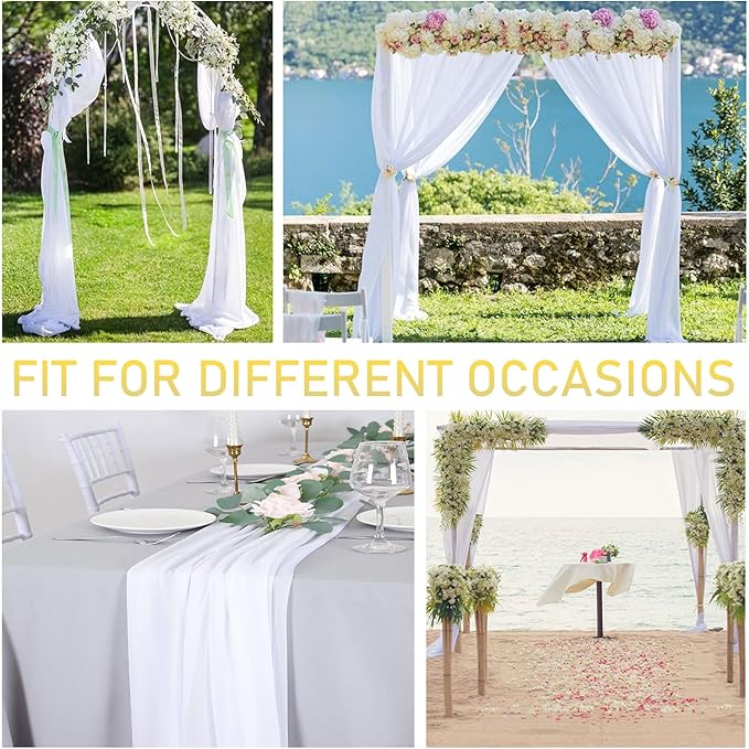1 Panel Wedding Arch Draping Fabric White Sheer Backdrop Curtain Arch Drape for Wedding Ceremony Reception,Bridal Shower Party Decorations 28" X 19ft