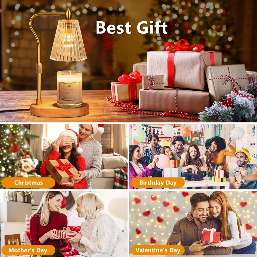 Engpure Candle Warmer Lamp - Candle Warmer Lamp with Timer and Dimmer Adjustable Height,Electric Wax Melt Warmer with 2 Bulbs for Scented Jar Candles Home Decor Mother's Day Gifts, Amber