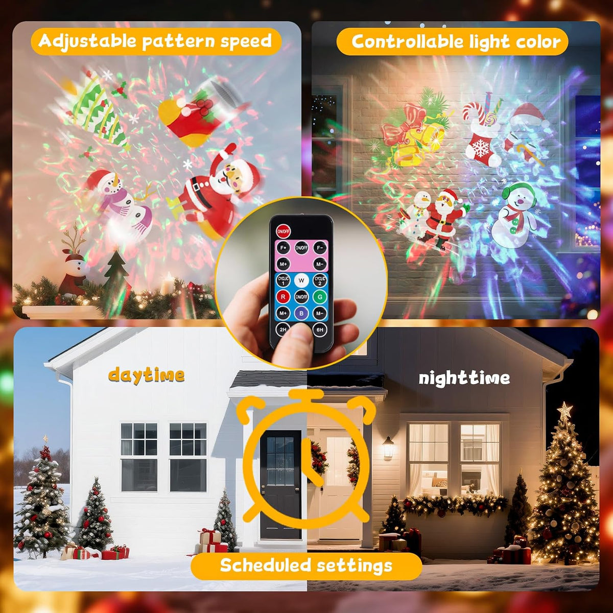 Halloween Projector Lights Outdoor, 2-In-1 HD Moving Pattern Holiday Projecto...
