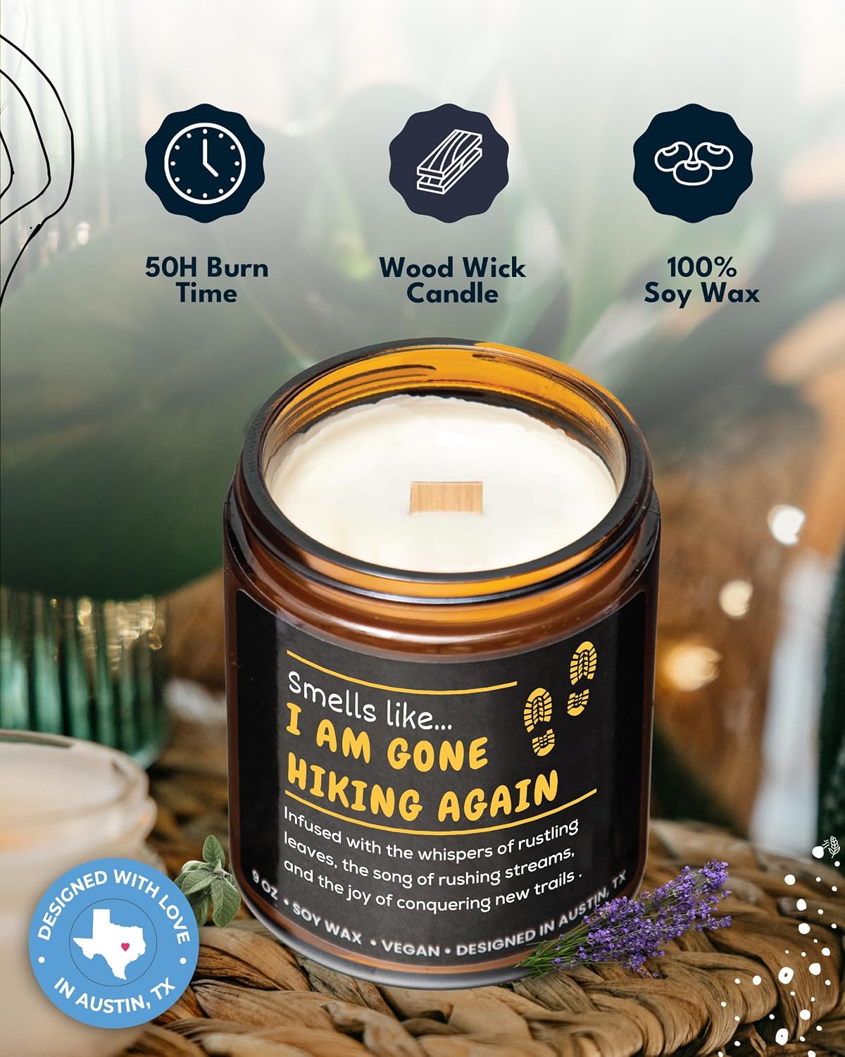 Hiking Candle, Best Hiking Candle for Men & Women, Unique Hiker Gift for Him or Her, Cool Present for Hikers, Nature Lover Presents, Ideal Birthday Present, Christmas, and Gift-Ready