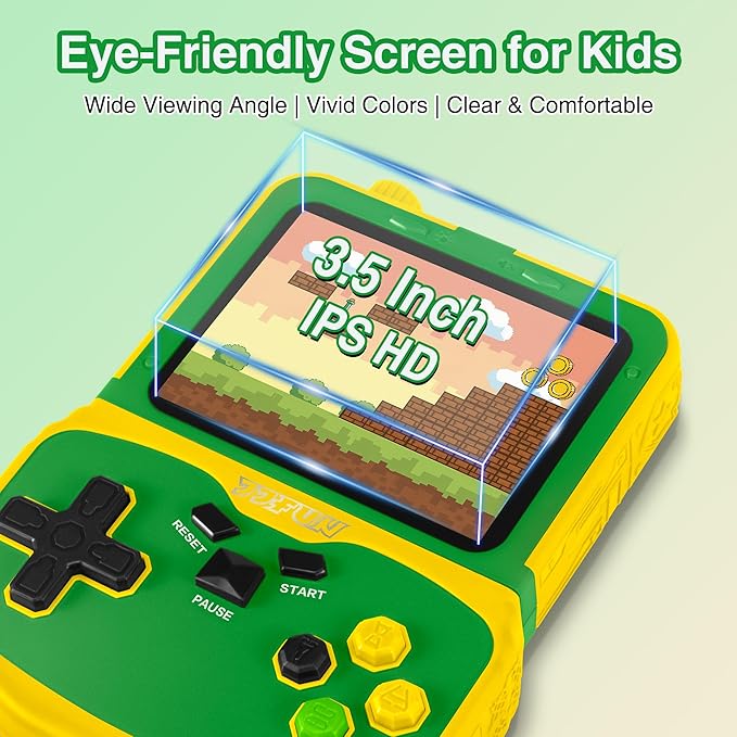 Kids Handheld Video Game Player, 220 Preloaded Classic Games, Portable Plug & Play Retro Game Console with 3.5'' Screen & Rechargeable Battery, No Ads, Mute Function for Travel-Green