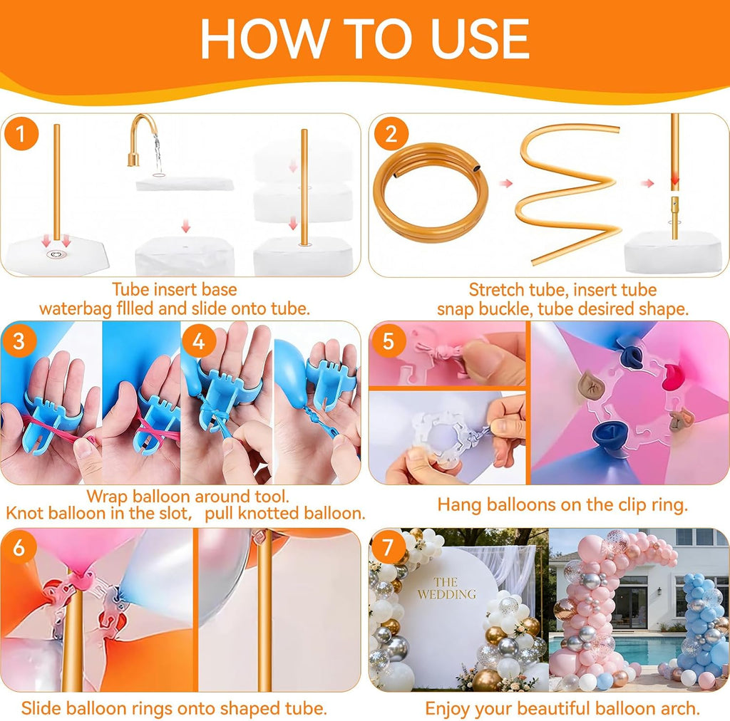 balloon arch kit for wedding decoration 9.2ft & showing dimensions