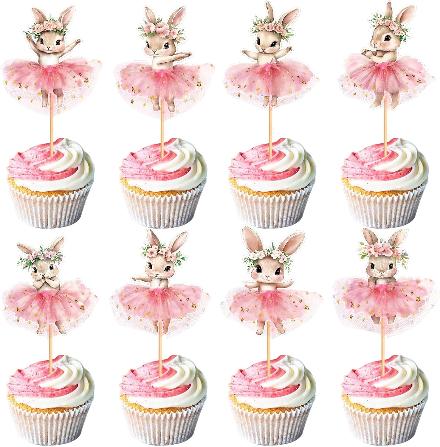 30 PCS Easter Cupcake topper Bunny Cupcake Toppers Easter Egg Cupcake Topper Rabbit Party Cake Topper Decorations (Style 14)