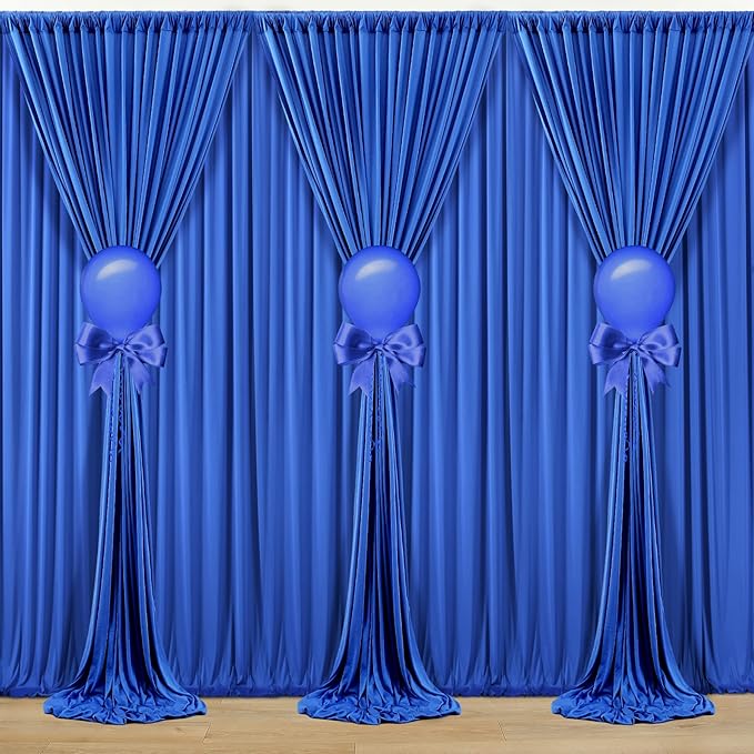 30ft x 10ft Wrinkle Free Royal Blue Backdrop Curtain for Party, Polyester Royal Blue Photo Backdrop Drapes 6 Panels 5x10ft for Birthday Photography Background Weddings Baby Shower Party