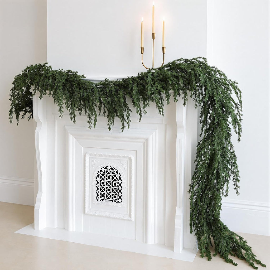 upgraded 9ft christmas norfolk pine garland, real touch, main product view