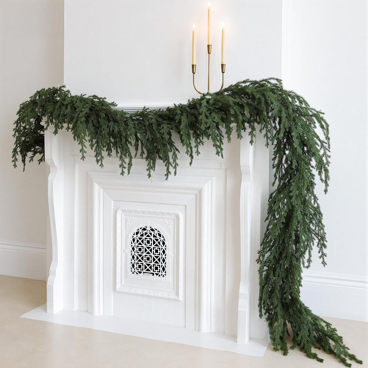 upgraded 9ft christmas norfolk pine garland, real touch, main product view