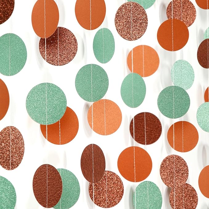 Boho Sage-Green Brown Party-Decorations Streamers-Garland - 52ft Fall Woodland Safari Baby Shower Hanging Paper Banner,Rustic Wedding Birthday Garden Neutral Jungle Halloween ThanksgivingDecor Hugfond