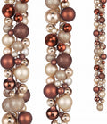 6 ft christmas ball ornament garland, brown, champagne, main product view