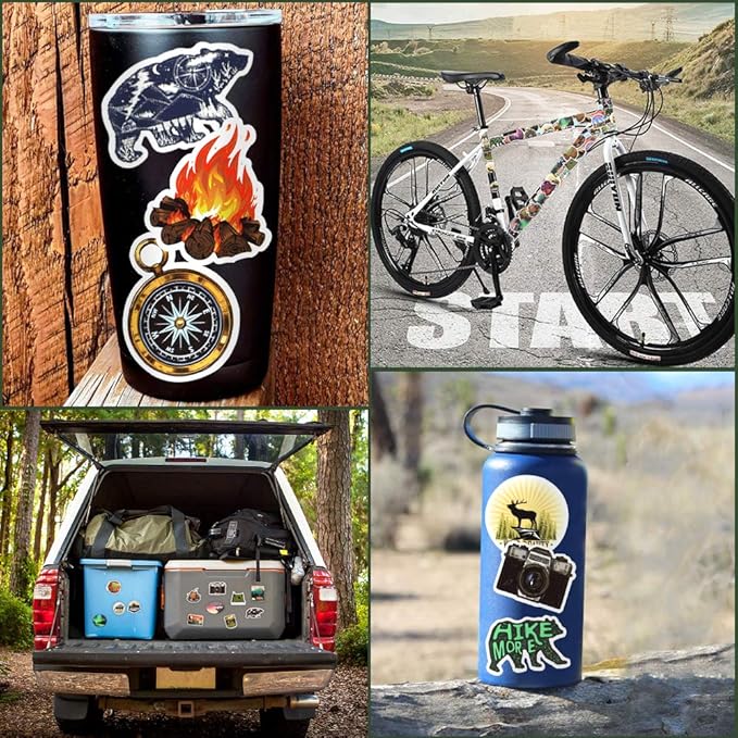 Stickers for Water Bottles Outdoor, Nature Stickers Camping Stickers Adventure Stickers for Yeti Stickers for Cooler Stickers and Decals Waterproof Vinyl Stickers for Teens Boys Kids,Girls 50Pcs
