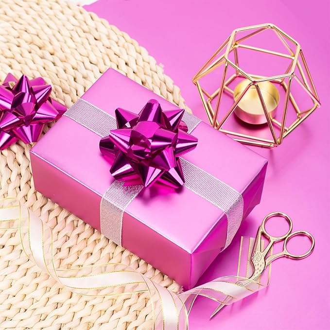 Garbendy Purple Wrapping Paper - Solid Color Metallic Sparkle Paper Perfect for Birthday, Wedding, Baby Shower, Party - 17 Inch X 33 Feet