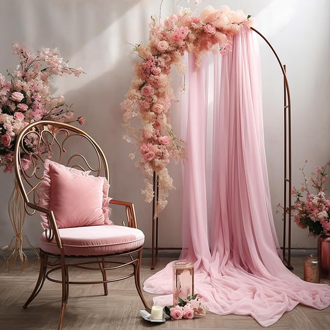 Wedding Arch Draping Fabric, 2 Panels 30" x 20Ft Dusty Rose Sheer Curtain Drapes Extra Wide & Long Backdrop Curtains for Bridal Shower Backdrop Outdoor Party Arches Church Ceremony Decoration