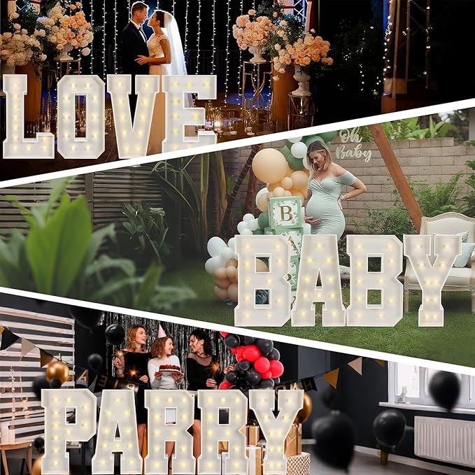 Marquee Light Up Numbers: 3FT Large Decorative Letters Signs for Party Decorations Baby Shower Birthday Wedding Engagement Anniversary, 3 Feet Tall Pre-Cut DIY Foamboard Number 30 - Easy to Assemble