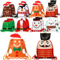 Hillban 16 Pcs Animal Drawstring Bags for Kids Party Favors Drawstring Backpack with Ear for Safari Birthday (Christmas Style)