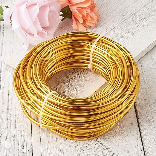 Fashewelry 32.8 Feet 5mm Gold Aluminum Wire Bendable Metal Craft Wire for Beading Sculpting Jewelry Making