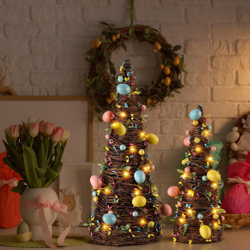 soulchen 2 pcs easter rattan cone tree decoration, close-up detail