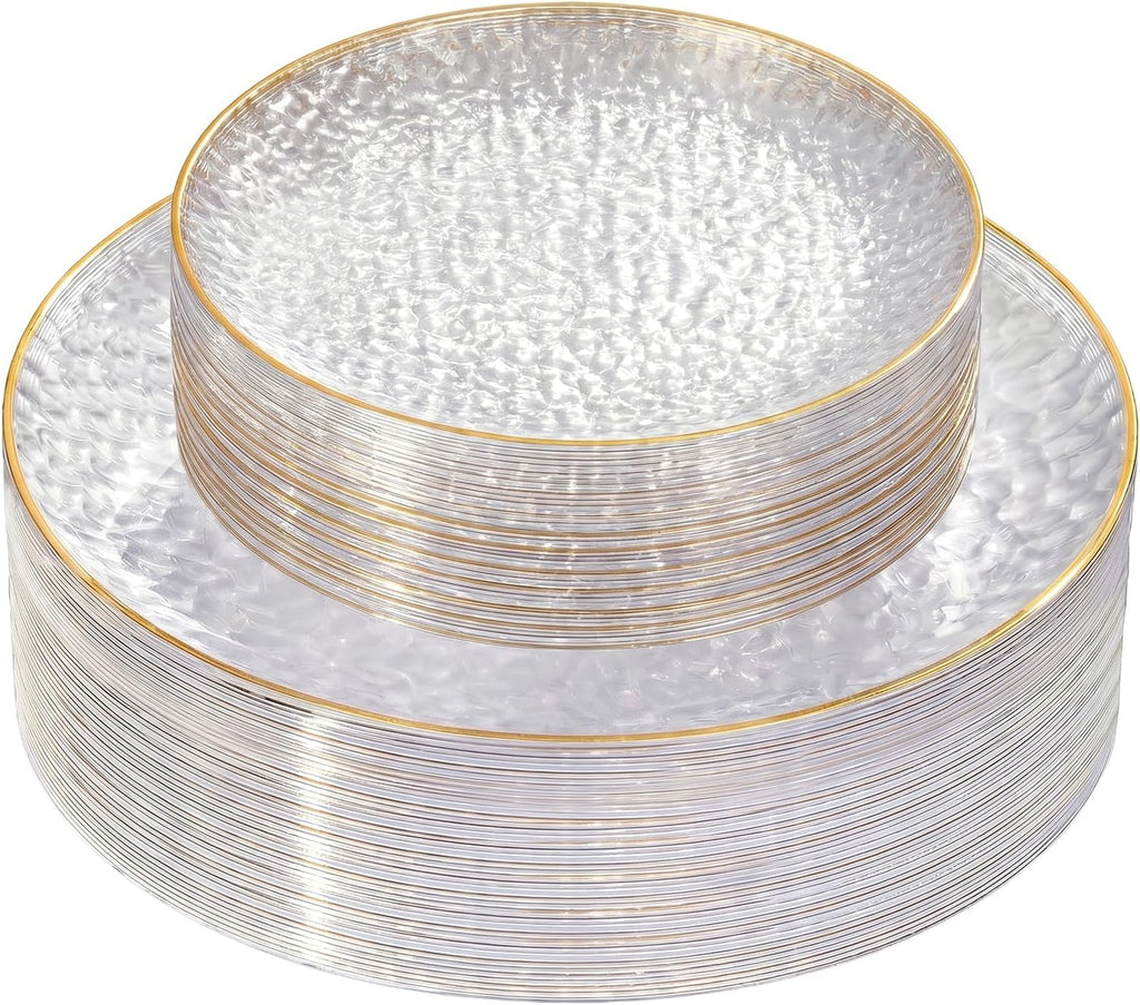 rubtlamp 60pcs clear plastic plates,clear disposable plates with, main product view