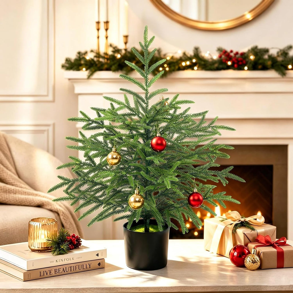 2 ft real touch christmas tree with lights showing dimensions
