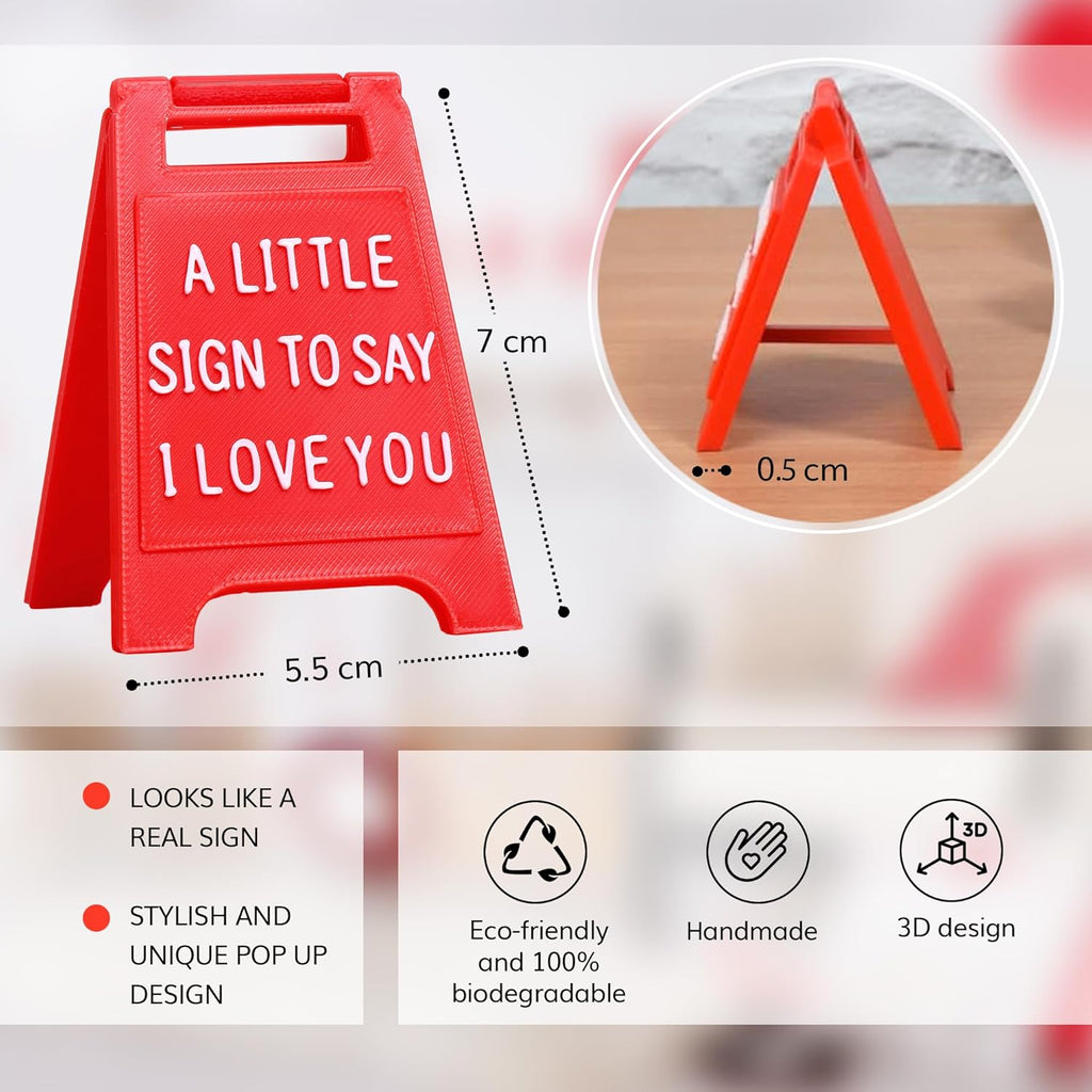 Romantic Mini Desk Sign with “I Love You” Message – Valentine’s Day & Romantic Anniversaries Gift for Her or Him – Cute Freestanding Love Keepsake - Premium Plastic Solid Freestanding Desk Sign