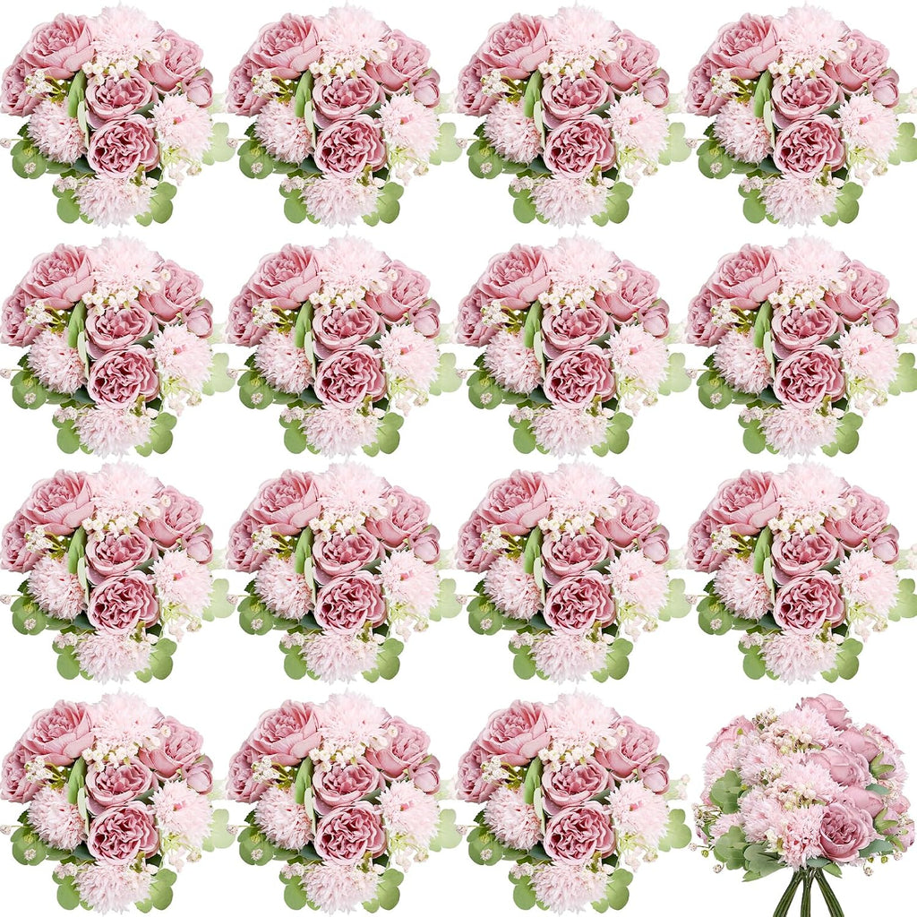 16 bundles peonies artificial flowers bulk - blush, main product view