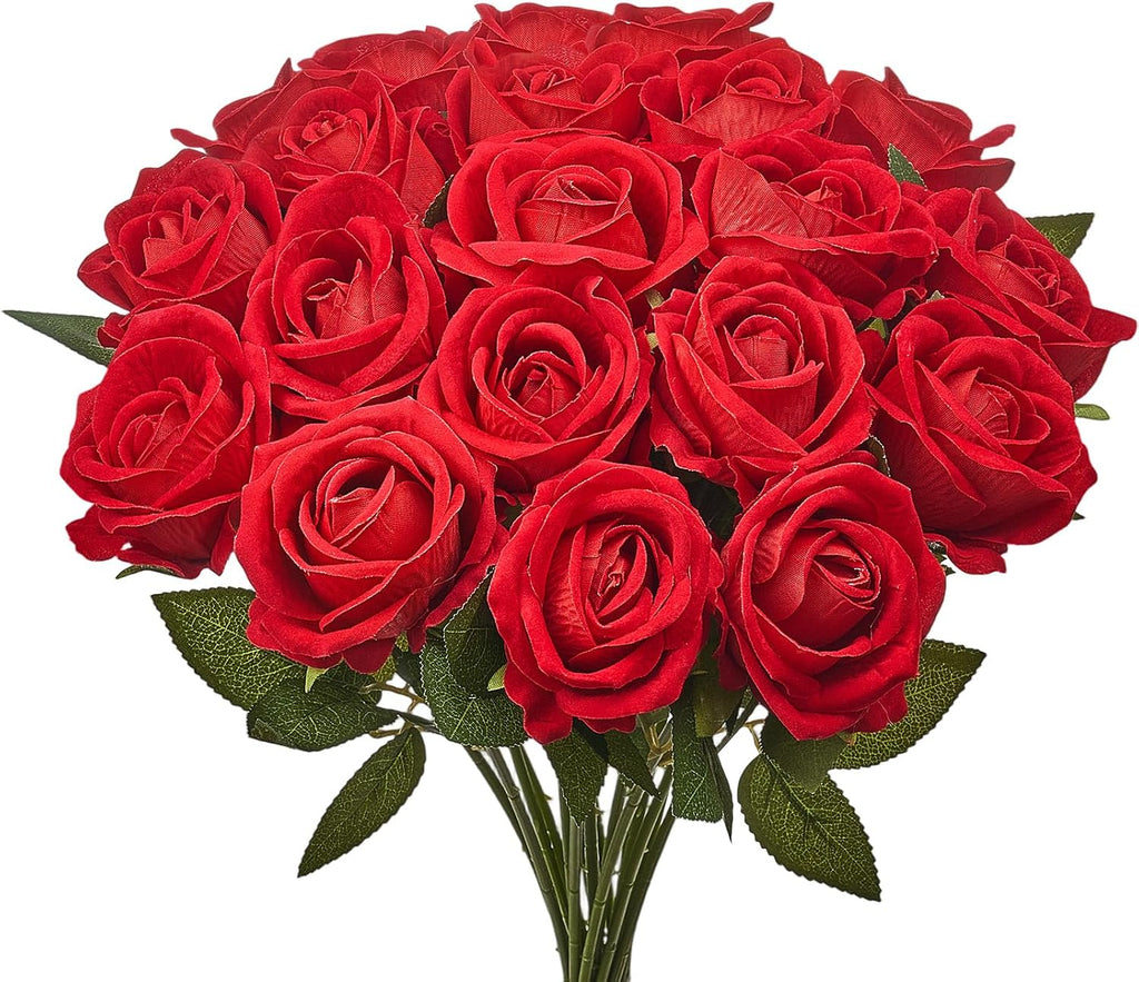 vevor artificial flowers, 500 pcs real looking red, view 9