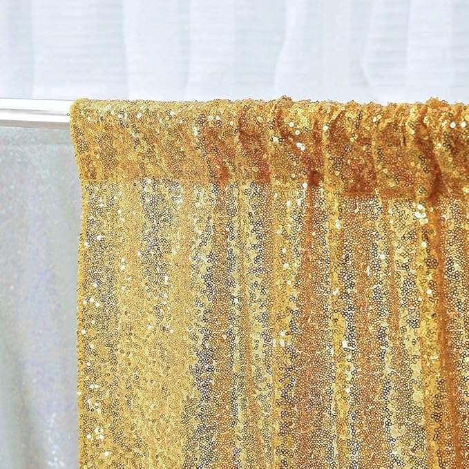 Poise3EHome Gold Backdrop Curtain, 6FT x 8FT Sequin Backdrop, Sequin Curtains for Party Wedding Sequence Backdrop