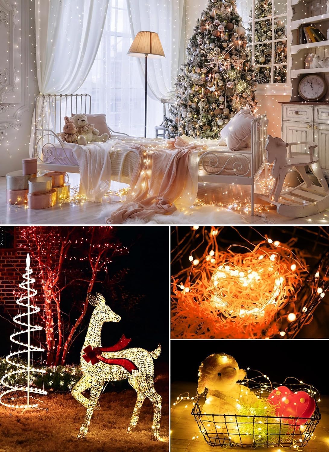 Minetom Color Changing Fairy String Lights - 33 ft 100 LED USB Silver Wire Lights with Remote and Timer, Starry Fairy Light for Bedroom Party Indoor Christmas Decoration, 16 Colors, Adapter Included