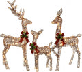 3d brown rattan christmas deer set, 210 leds, main product view