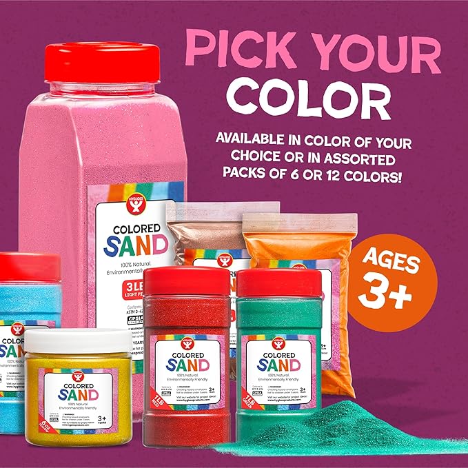 Hygloss Colored Sand for Crafts - 15 lb Bottle, Yellow - Vibrant Colorful Fine Sensory Play Sand Art Kits for Kids - Classroom Activities for Children 3 4 5 6 7 8 9 10 11 12 - Safe for Ages 3+