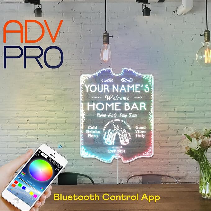ADVPRO Personalized Your Name Home Bar RGB Dynamic Glam LED Sign - Cut-to-Edge Shape - Smart 3D Decoration - Multicolor Signage st06s64-fnd-p11b-tm-c
