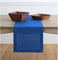 Solino Home Linen Royal Blue Table Runner 132 Inches Long - 100% Pure Linen Extra Long Table Runner 14 x 132 Inch - Classic Hemstitch