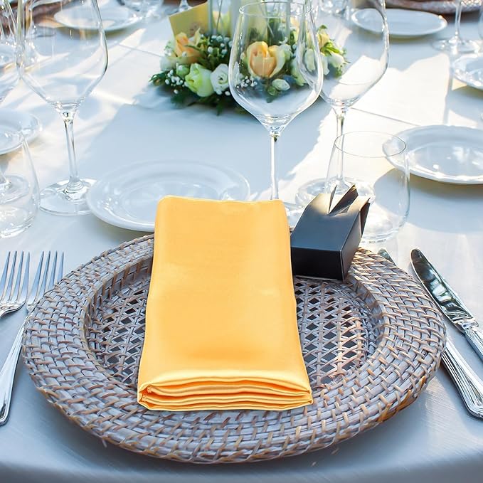 Aneco 12 Pieces Satin Napkins Soft Dinner Napkins Multicolor Square Weddings Table Napkins 17 x 17 Inches for Restaurant Weddings Party Dinner Decoration (Rainbow)