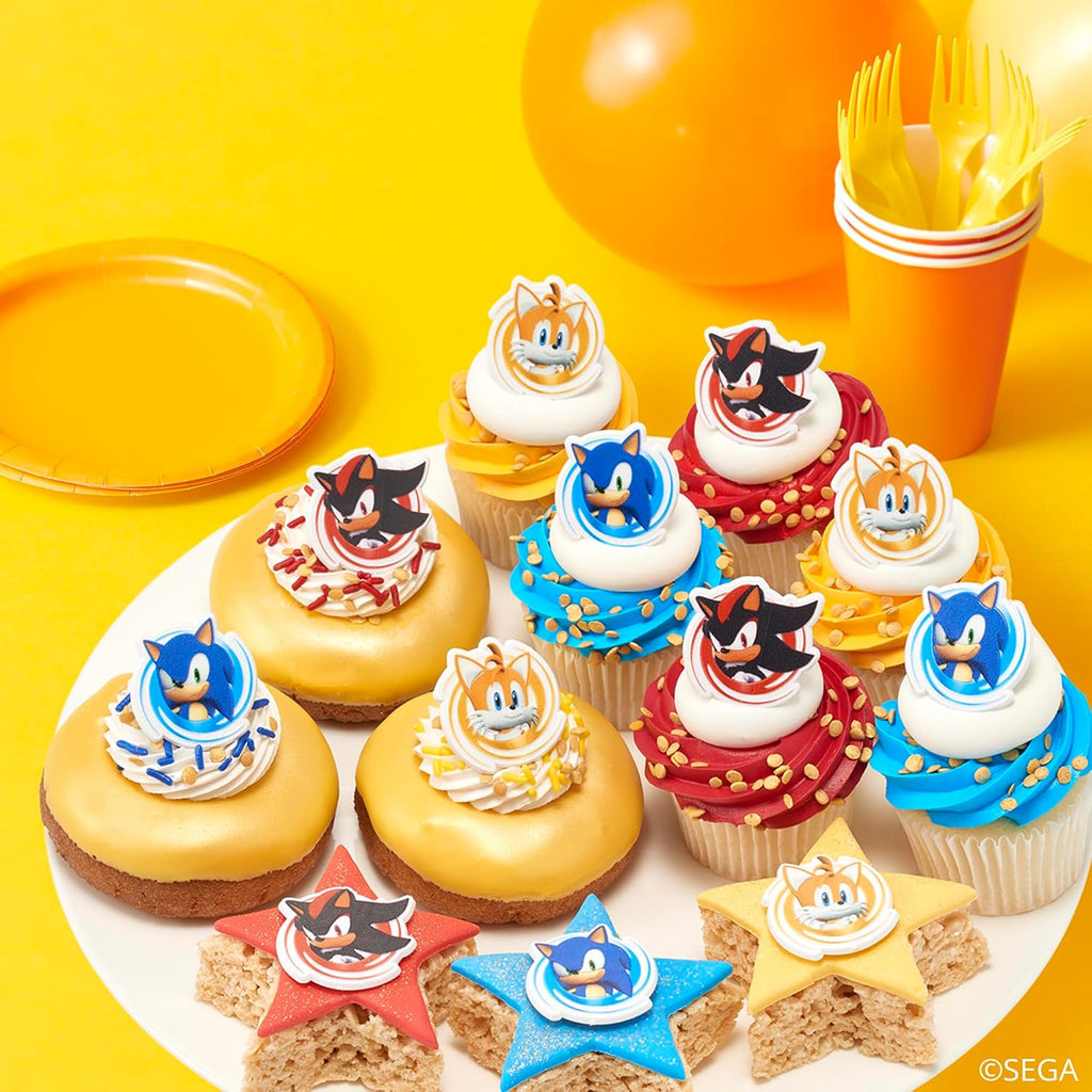 DecoPac Sonic the Hedgehog Rings, Cupcake Decorations Featuring Sonic, Tails, and Shadow - 24 Count (Pack of 2)