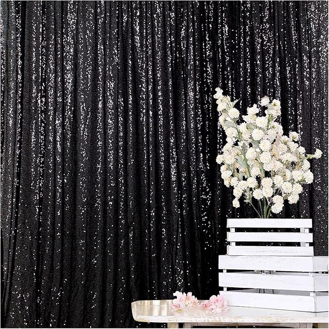 ShinyBeauty PHOTOBOOTH Background Best Choice-4FTx7FT-Black-Sequin backdrops, Sequin Fabric,Wedding backdrops,Rust Backdrop,Sequin Curtains,Photography Backdrop (Buy it Now) (Black)